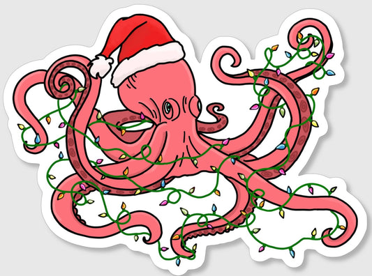 Christmas Octopus Sticker